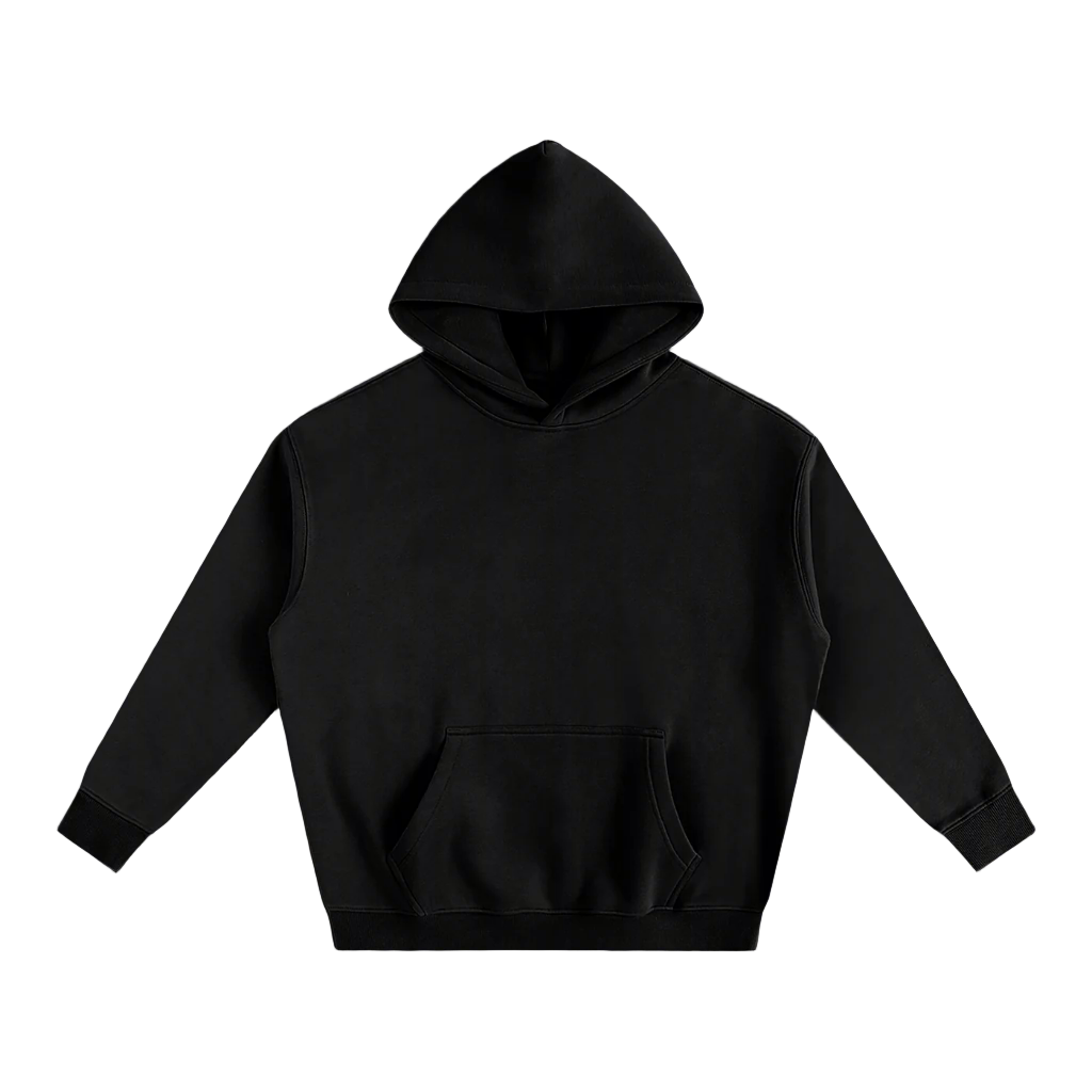 Black Oversize Fleeced Hoodie